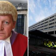 Judge Ian Pringle QC (left) sentenced Briston for neglecting his son. The assaults were discovered by doctors at Oxford's John Radcliffe Hospital (right) Pictures: OM