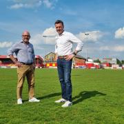 Banbury United chairman Wayne Farrell and new manager Simon Hollyhead