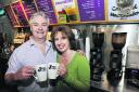 Andrew and Claire Bowen at Java Coffee, which raises money for the homeless. Picture: OX67476 Mark Hemsworth