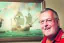 Colin Fox with a picture of the Mary Rose under full sail