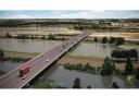 Artists impression of the bridge crossing the river