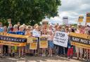 Residents protested next to the land proposed for development in Cholsey