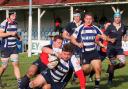 Pete Boulton scores one of his two tries try for Banbury against Oxford University Greyhounds in the Oxfordshire Cup