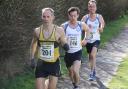 Woodstock Harrier James Bolton leads Witney duo Gareth Petts and Sam Upton at the Banbury 15 Picture: Barry Cornelius