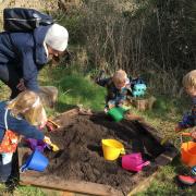 Worm digging at the Environmental Education Centre at the Sutton Courtenay Nature Reserve