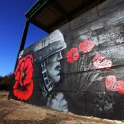 War Mural at Abingdon FC. Picture by Ed Nix
