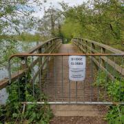 The timber footbridge between Culham Lock and Abingdon