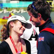 Zac Purchase and his girlfriend after the medal ceremony