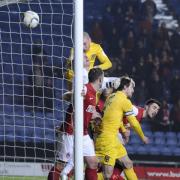 Oxford United's Deane Smalley had this header disallowed