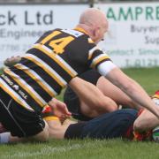 GOOD START: Scrum half Christian Mann scores Bicester’s try in their defeat to Marlow Picture: Steve Wheeler