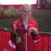 Kathyrn Woodcock with her bronze medal from the Manchester International