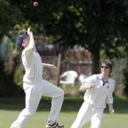 Challow & Childrey’s Ollie Dimbylow celebrates catching Nondies’ Ian Mead in their Division 2 clash