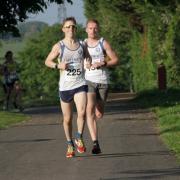 Matthew Lock leads Witney teammate George Reynolds at the Sri Chinmoy three-mile race Picture: Fraser Howard