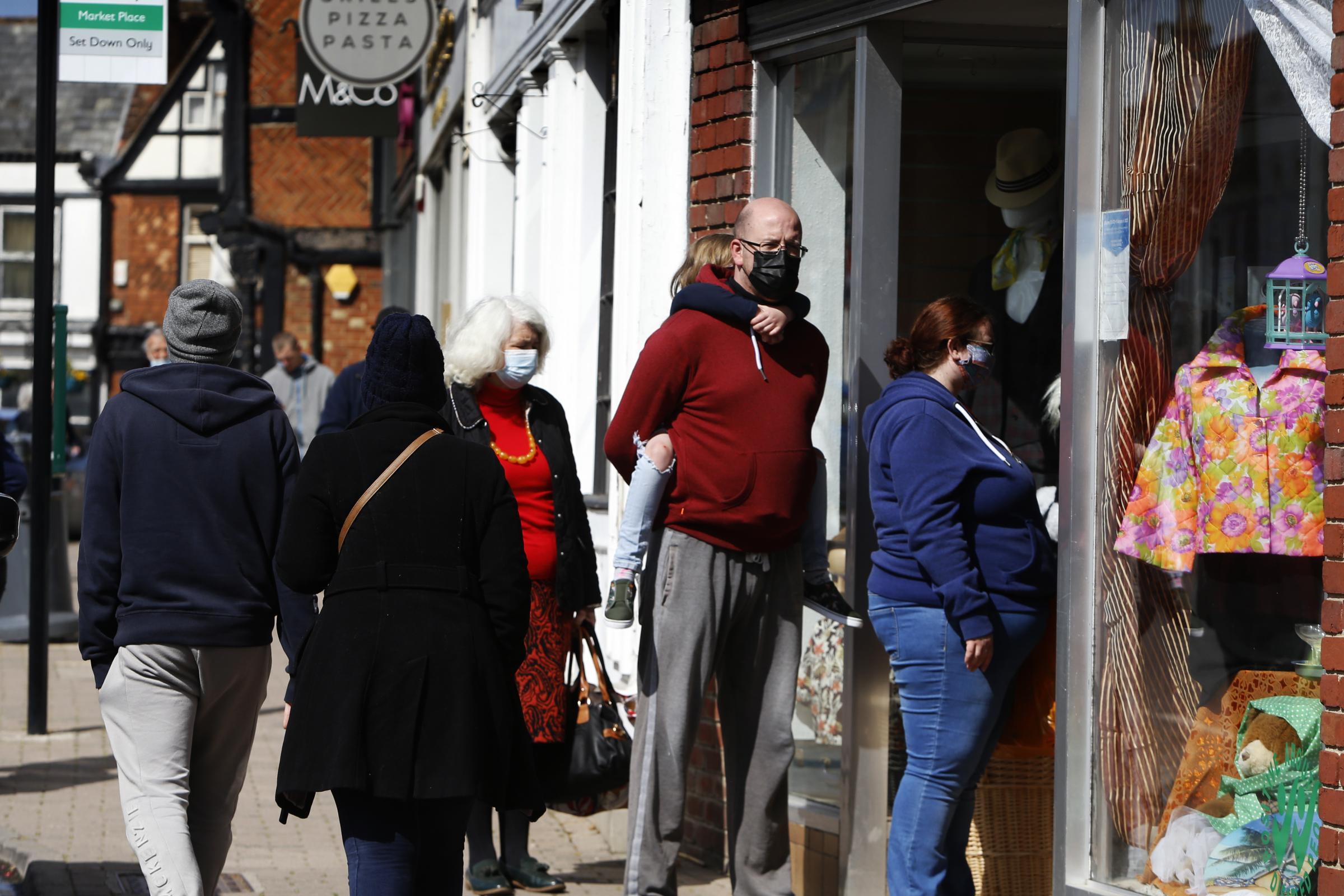 Queues were spotted outside clothing shops in the town centre 