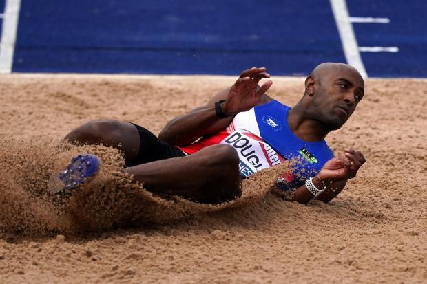Great Britain's Nathan Douglas in the men's triple jump during day three of the Muller British Athletics Championships at Manchester Regional Arena. Picture date: Sunday June 27, 2021..