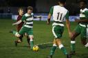 Wantage Town in action before the lockdown, when they were 13 points adrift at the bottom of the table		       Picture: Ed Nix