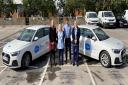 GIFTED: Cars gifted to Sue Ryder charity. Left to right: Kate Tillotson, Katrina Homer, Tom Horsfield and Cassie Barlow