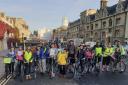 A group of healthcare workers took part in a cycle ride to raise awareness about climate change