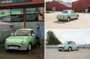 Lizzie Mawer and her emerald green Nissan Figaro which is being sold for the charity that helped her family grieve.  Pictures by The Figaro Shop