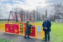Mayor Pam Siggers and Leader of Didcot Town Council Mocky Khan with the new ability swing. Picture by Didcot Town Council
