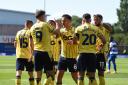 Oxford United players celebrate against QPR. Picture: Mike Allen