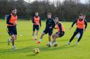 Oxford United players in training earlier this week