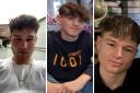 From left to right, Daniel Hancock, 18, Elliot Pullen, 17, and Ethan Goddard, 18, who died in the crash.