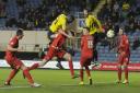 Chey Dunkley makes no mistake with this header as he gives Oxford United a 2-0 lead Picture: David Fleming