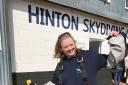 Kelly Hale doing a tandem parachute jump at Hinton Airfield near Brackley.