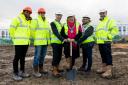 Left to right: Morgan John and Adam Baldwin of Beard Construction, Cllr Reg Waite, Cllr Monica Lovatt, Cllr Debbie Turner, and Mark Edmonds of Taylor Wimpey Oxfordshire. Picture: Redhouse Photography