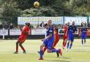 Banbury United’s two-goal hero Jaanai Gordon (left) is frustrated as a chance goes beggingPictures: Ed Nix