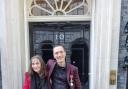 Andrew Baker outside No 10 with his mum