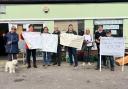 PROTEST: Customers outside Changing Lives hoping to find the store a new building