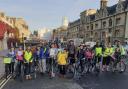 A group of healthcare workers took part in a cycle ride to raise awareness about climate change