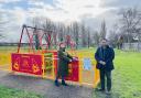 Mayor Pam Siggers and Leader of Didcot Town Council Mocky Khan with the new ability swing. Picture by Didcot Town Council