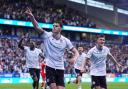 Eoin Toal celebrates his goal during the second leg of Bolton Wanderers’ play-off semi-final