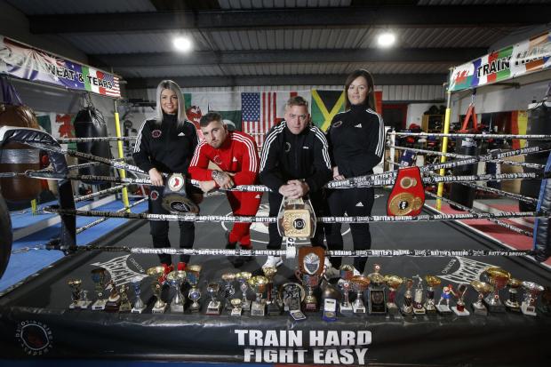 Herald Series: Didcot Boxing Club Steph Page, Kieran Davis, Dion Bond and Verity Bond. Picture by Ed Nix