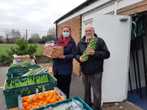 Herald Series: Aga Cancan, food bank coordinator and Volunteer Barry Greenaway at Abingdon Food Bank.Picture by Rebecca Whittaker