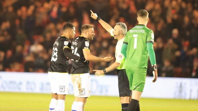 Herbie Kane is sent off at Lincoln City Picture: Steve Edmunds