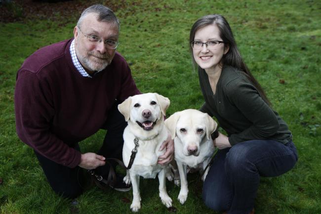 Jim and Christina Sibbald with the dogs that bred puppies for the guide dog charity. Jim is the Mayor of Wantage. 
11/01/2022
Picture by Ed Nix