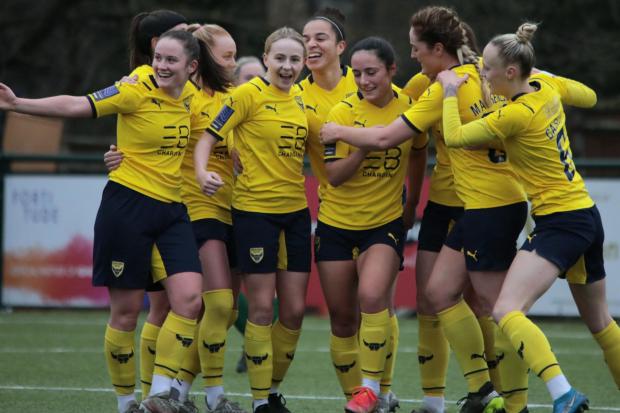 Oxford United Women celebrate against Chichester & Selsey Picture: Darrell Fisher