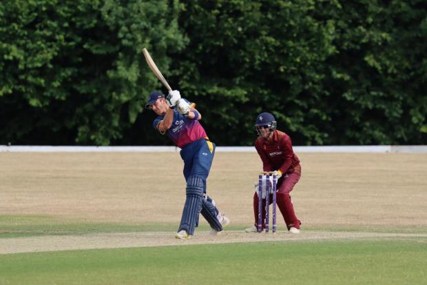 Oxfordshire’s Ollie Currill on the way to his match-winning 76 against Suffolk in the quarter final. Picture: Oxon CB