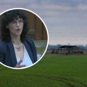 Screengrab of Layla Moran speaking in Westminster Hall and image of land proposed for the Abingdon reservoir.