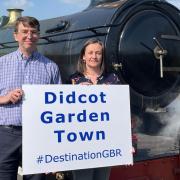 Councillor David Rouane and councillor Emily Smith at Didcot Railway Centre which supports the bid.