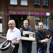 Jim Lidbury, Elwyn Coulson and Jo Harvey outside The Wantage Mix. Picture by Ed Nix.