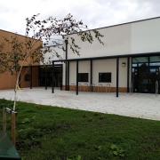 The main entrance to the new community centre in Gentian Mews, Great Western Park, Didcot.