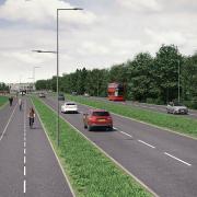 Artist's impression of A4130 with improved footways and cycleways