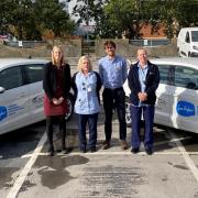 GIFTED: Cars gifted to Sue Ryder charity. Left to right: Kate Tillotson, Katrina Homer, Tom Horsfield and Cassie Barlow