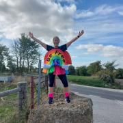 RAINBOW: CEO Sabiene North of Be Free Young Carers running half marathon dressed as the charity's logo