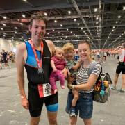 RUNNER: Lawrence Hutton with his family at one of his fundraising events